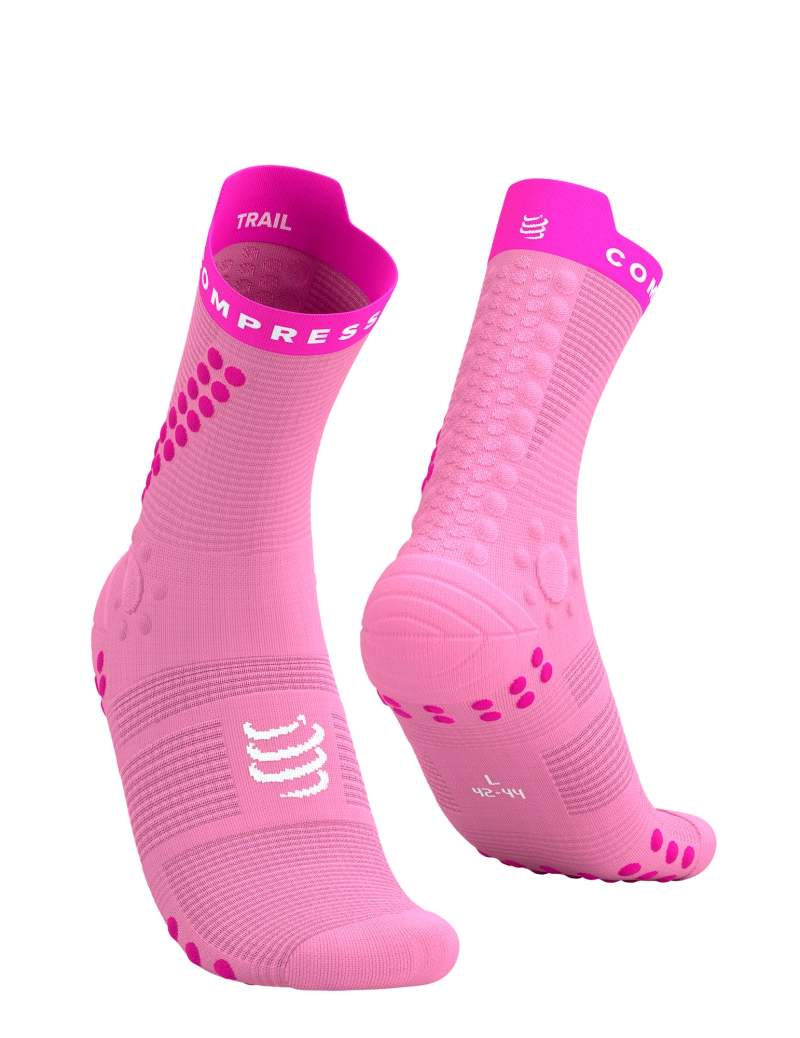 Compressport Pro Racing Socks V4.0 Trail - Begonia/Neon Pink