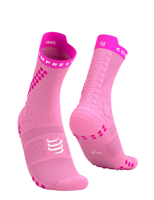 Compressport Pro Racing Socks V4.0 Trail - Begonia/Neon Pink